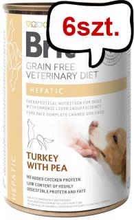 Brit Veterinary Diet Hepatic TurkeyPea Mokra Karma dla psa op. 400g Pakiet 6szt.