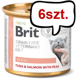 Brit Veterinary Diet Renal TunaSalmonPea Mokra Karma dla kota op. 200g Pakiet 6szt.