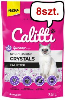 Calitti Crystal Żwirek silikonowy zapach lawenda dla kota poj. 3,8l Pakiet 8szt.