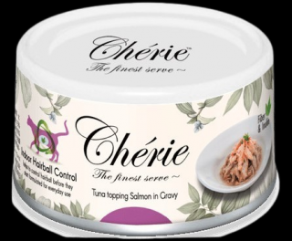 Cherie Hairball Control Adult Tuna topping Salmon in Gravy Mokra Karma dla kota op. 80g