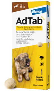 Elanco AdTab Tabletka na kleszcze i pchły 56.25mg dla psa o wadze 1.3kg-2.5kg op. 1szt.