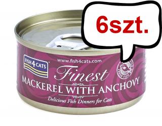 Fish4Cats Makrela z Anchois Mokra Karma dla kota op. 70g Pakiet 6szt.