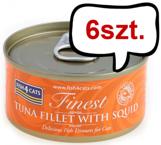 Fish4Cats Tuńczyk z Kałamarnicą Mokra Karma dla kota op. 70g Pakiet 6szt.