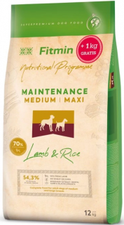 Fitmin Adult Medium/Maxi Maintenance LambRice Sucha Karma dla psa op. 12kg+1kg GRATIS