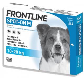 FRONTLINE Spot On Krople na kleszcze i pchły dla psa 10-20kg (rozm. M) op. 3 pipety