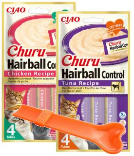 Inaba Ciao Churu Hairball Control Mix Smaków Przysmak dla kota op. 4x14g Pakiet 2szt. + Łyżka Ciao GRATIS