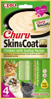 Inaba Ciao Churu SkinCoat ChickenScallop Przysmak dla kota op. 4x14g [Data ważności: 29.06.2024] + Inaba Ciao Churu 2x14g GRATIS