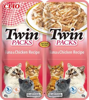 Inaba Ciao Twin Packs TunaChicken Recipe Mokra Karma dla kota op. 2x40g + Inaba Ciao Churu 2x14g GRATIS