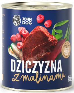 John Dog Berry line Adult Dziczyzna z malinami Mokra Karma dla psa op. 800g