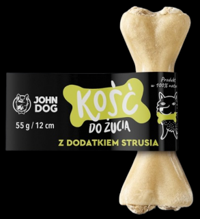 John Dog Kość z dodatkiem strusia dla psa 12cm op. 55g