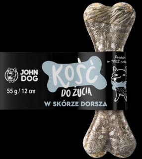 John Dog Kość z Dorszem w skórze dorsza dla psa 12cm op. 55g