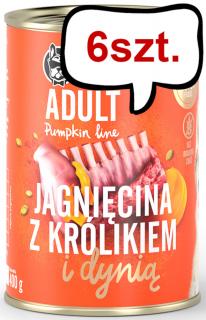 John Dog Pumpkin line Adult Jagnięcina z Królikiem i dynią Mokra Karma dla psa op. 400g Pakiet 6szt.