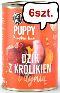 John Dog Pumpkin line Puppy Dzik z królikiem i dynią Mokra Karma dla psa op. 400g Pakiet 6szt.