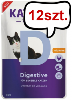 Kattovit Vital Care Digestive z kurczakiem (Huhn) Mokra Karma dla kota op. 85g Pakiet 12szt.