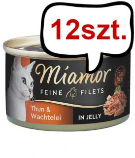 Miamor Feine Filets Adult Tuńczyk i jajo przepiórki Mokra Karma dla kota op. 100g Puszka Pakiet 12szt.