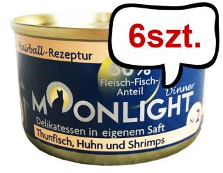 Moonlight Dinner nr 2 Tuńczyk, kurczak i krewetki Mokra Karma dla kota op. 80g Pakiet 6szt.