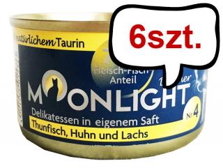 Moonlight Dinner nr 4 Tuńczyk, kurczak i łosoś Mokra Karma dla kota op. 80g Pakiet 6szt.