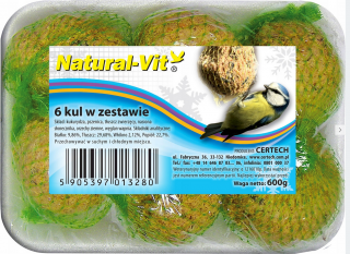 Natural-Vit Kula tłuszczowa Uniwersalna Karma dla ptaków wolnożyjących op. 6szt.