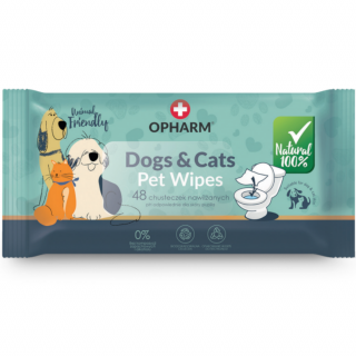 Opharm DogsCats Pet Wipes Chusteczki nawilżane dla psa i kota op. 48szt.