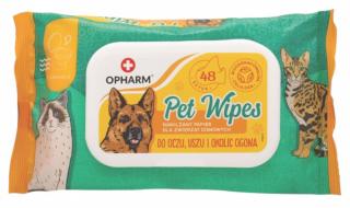 Opharm Pet Wipes Nawilżany papier do oczu, uszu i okolic ogona dla psa i kota op. 48szt.