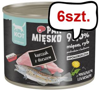 Pan Mięsko Adult Kurczak z dorszem Mokra Karma dla kota op. 200g Pakiet 6szt.