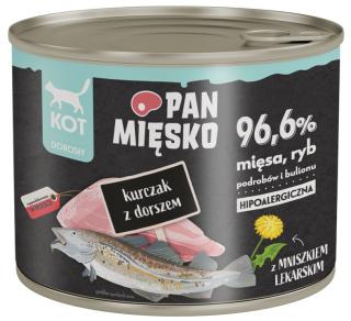 Pan Mięsko Adult Kurczak z dorszem Mokra Karma dla kota op. 200g