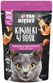 Pan Mięsko Adult Kurczak z krewetkami w sosie Mokra Karma dla kota op. 85g