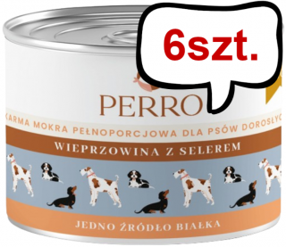 Perro Adult Wieprzowina z selerem Mokra Karma dla psa op. 410g Pakiet 6szt.