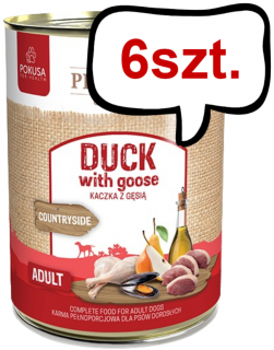 Pokusa Premium Selection Countryside Adult Kaczka z gęsią Mokra Karma dla psa op. 400g Pakiet 6szt.