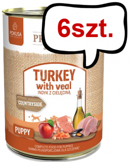 Pokusa Premium Selection Countryside Puppy Indyk z cielęciną Mokra Karma dla szczeniaka op. 400g Pakiet 6szt.