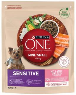 Purina One Adult Mini/Small Sensitive z Łososiem Sucha Karma dla psa op. 800g WYPRZEDAŻ