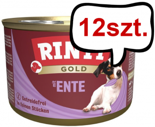 Rinti Gold Kaczka (mit ente) Mokra Karma dla psa op. 185g Pakiet 12szt.