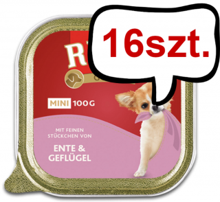 Rinti Gold Mini Kaczka z drobiem (entegeflugel) Mokra Karma dla psa op. 100g Pakiet 16szt.