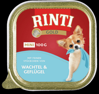 Rinti Gold Mini Przepiórka z drobiem (wachtelgeflugel) Mokra Karma dla psa op. 100g
