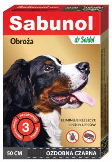 Sabunol Obroża na kleszcze i pchły dla psa kolor czarny dł. 50cm
