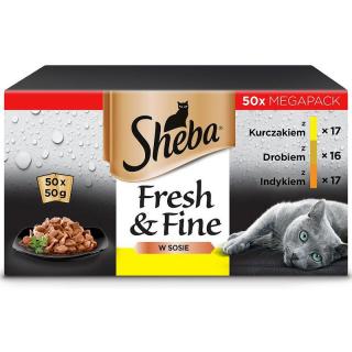 Sheba FreshFine Adult Drobiowe smaki w sosie Mokra karma dla kota op. 50x50g