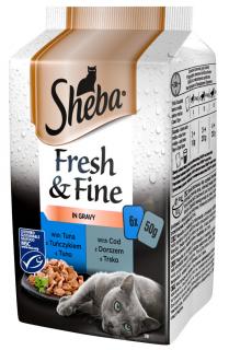 Sheba FreshFine Adult Tuńczyk i dorsz w sosie Mokra karma dla kota op. 6x50g