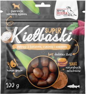 Syta Micha Przysmak Kiełbaski Pstrąg z batatem i cukinią op. 100g WYPRZEDAŻ