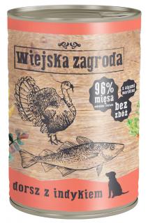 Wiejska Zagroda Dorsz z indykiem Mokra Karma dla psa op. 400g