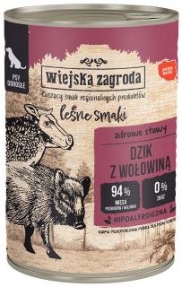 Wiejska Zagroda Leśne Smaki Adult Dzik z wołowiną Mokra Karma dla psa op. 400g