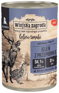 Wiejska Zagroda Leśne Smaki Puppy Jeleń z przepiórką Mokra Karma dla szczeniąt op. 400g