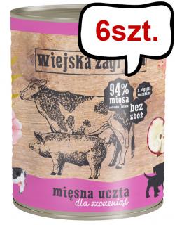 Wiejska Zagroda Mięsna uczta Mokra Karma dla szczeniaka op. 800g Pakiet 6szt.