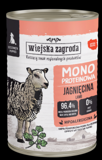 Wiejska Zagroda Monoproteinowa Jagnięcina Mokra Karma dla szczeniaka op. 400g