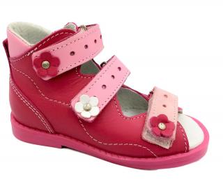 Sandały profilaktyczne  BENA wzór 05/1 wąska stopa kolor różowy kwiaty