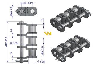 Półogniwo łańcucha P06B-3 (R3 3/8) Waryński (   5 ) [W-P06B3]