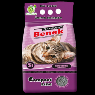 Żwirek dla kota bentonitowy Super Benek COMPACT LAWENDOWY 5l