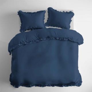 Pościel bawełniana 160x200 pure denim z falbaną