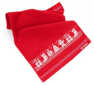 Ręcznik 30X50 czerwony XMAS MESS ciastek   Greno