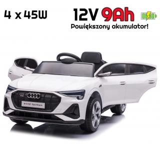 Auto na akumulator Audi E-Tron Sportback Biały 4x4 12V 9Ah - POWIĘKSZONY AKUMULATOR