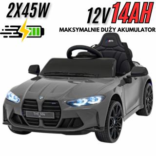 Auto Na Akumulator Bmw M4 Srebrny lakierowany 2x45W + 12V 14Ah POWIĘKSZONY AKUMULATOR
